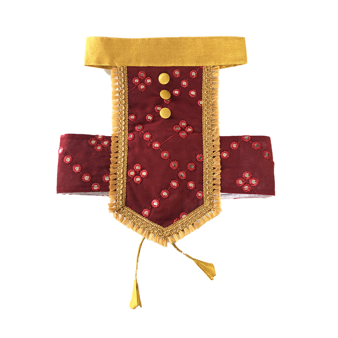 Maroon Mirror Backless Lehenga Choli