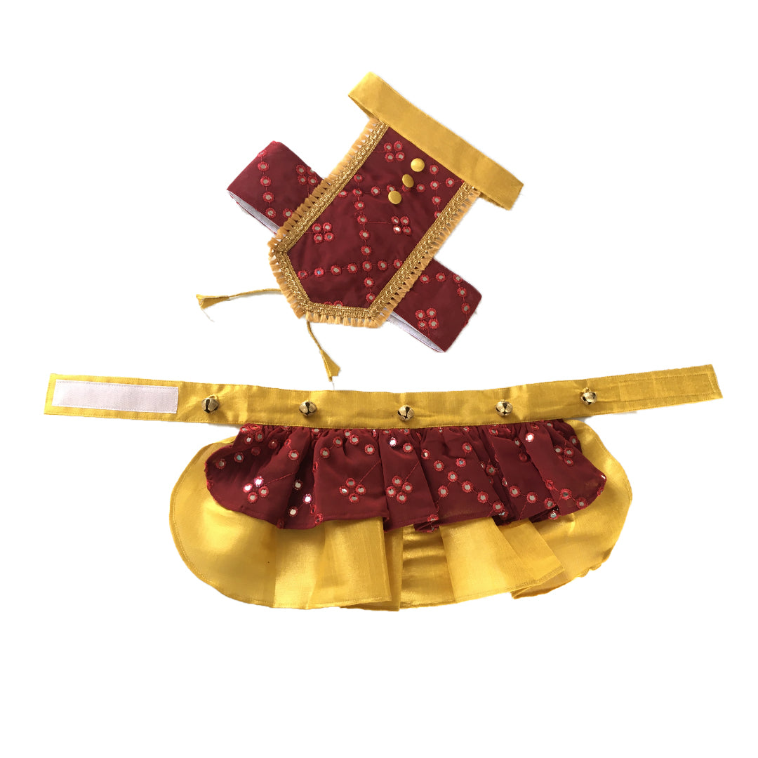 Maroon Mirror Backless Lehenga Choli
