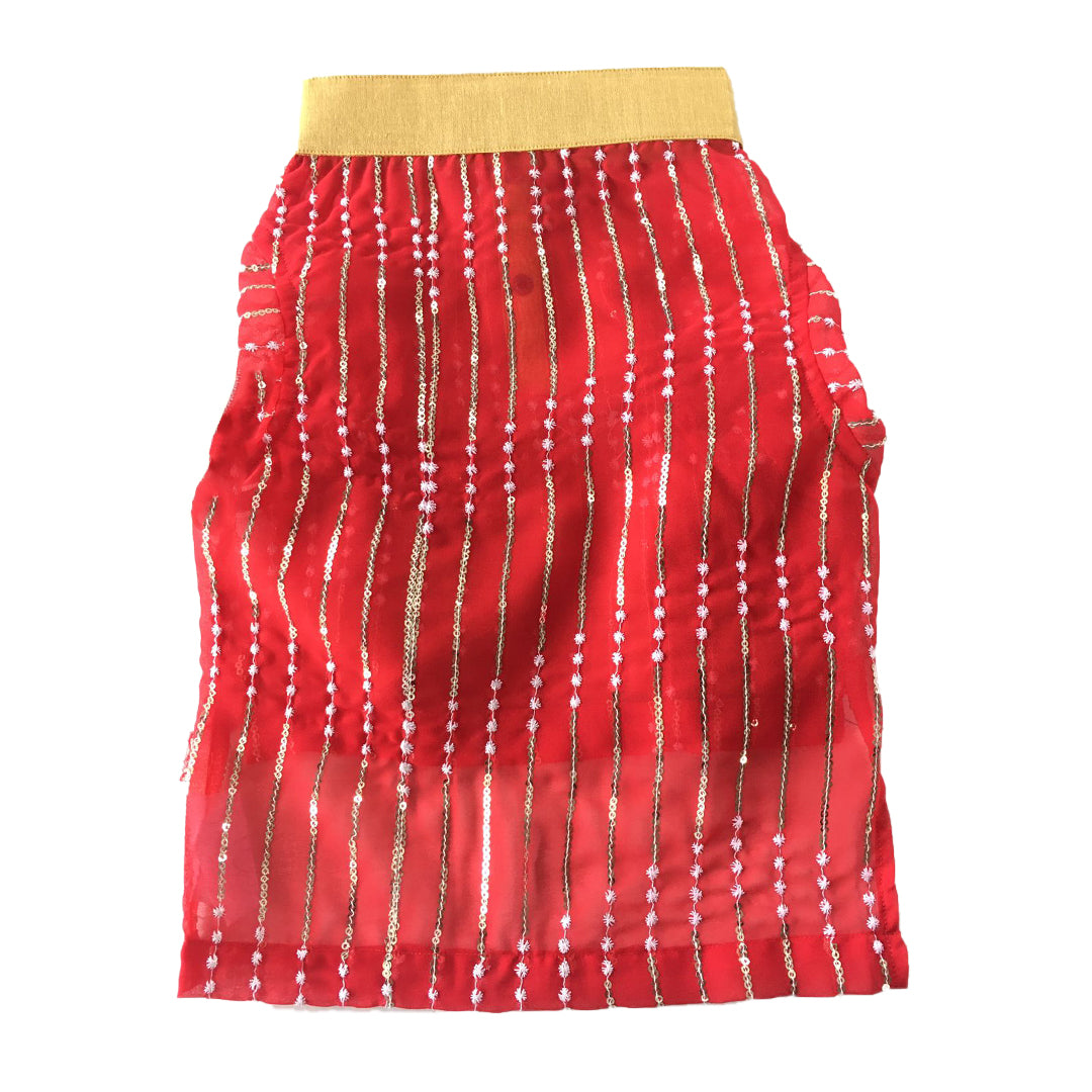 Red Georgette Embroidered Kurta