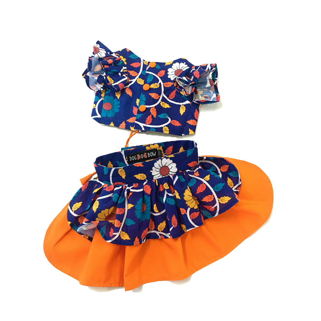 Royal Blue Floral Ruffle Lehenga Choli