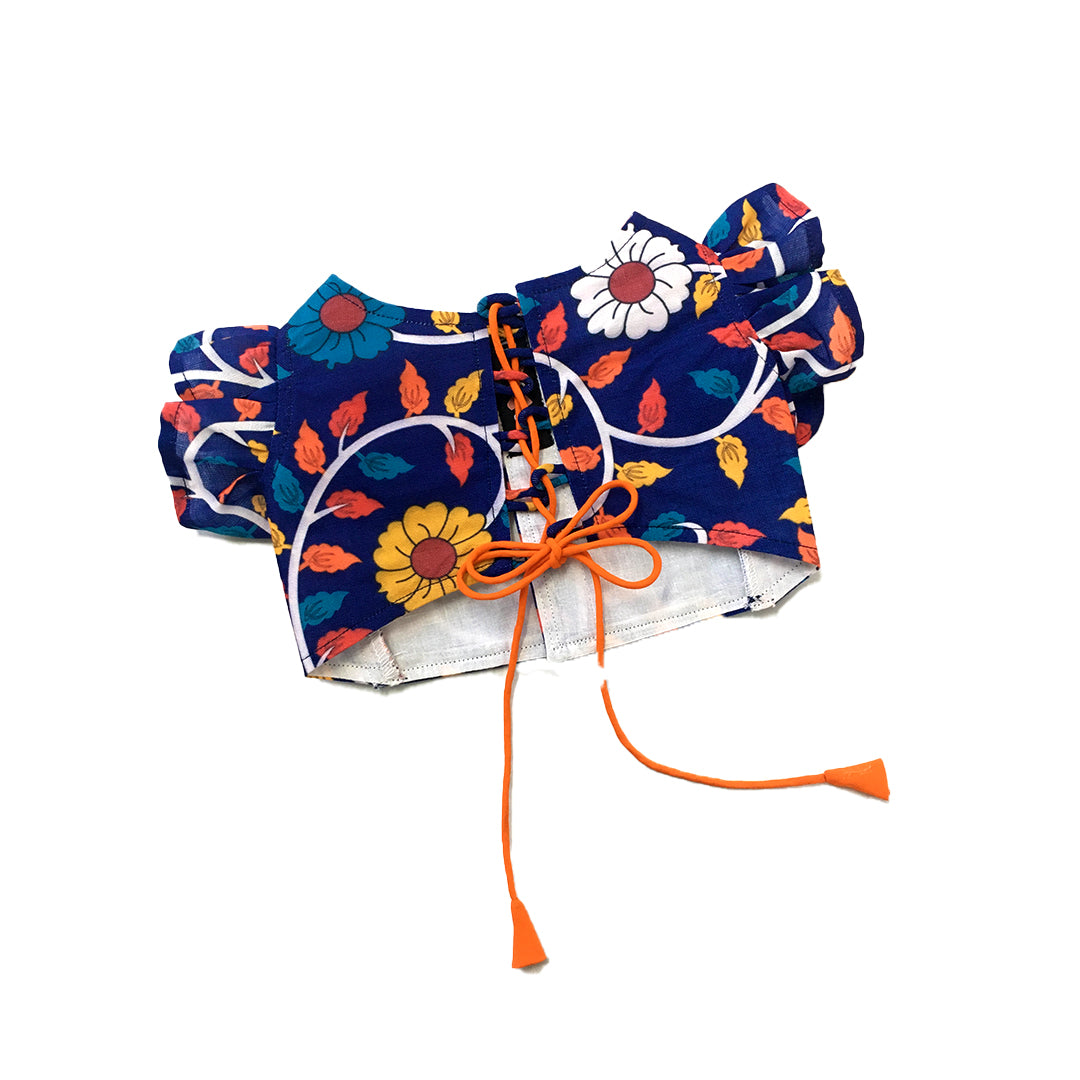 Royal Blue Floral Ruffle Lehenga Choli