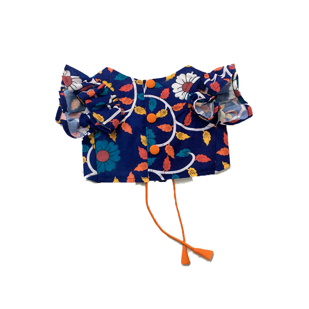 Royal Blue Floral Ruffle Lehenga Choli