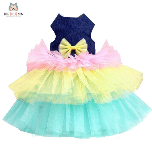 Multi Color Denim Net Frocks