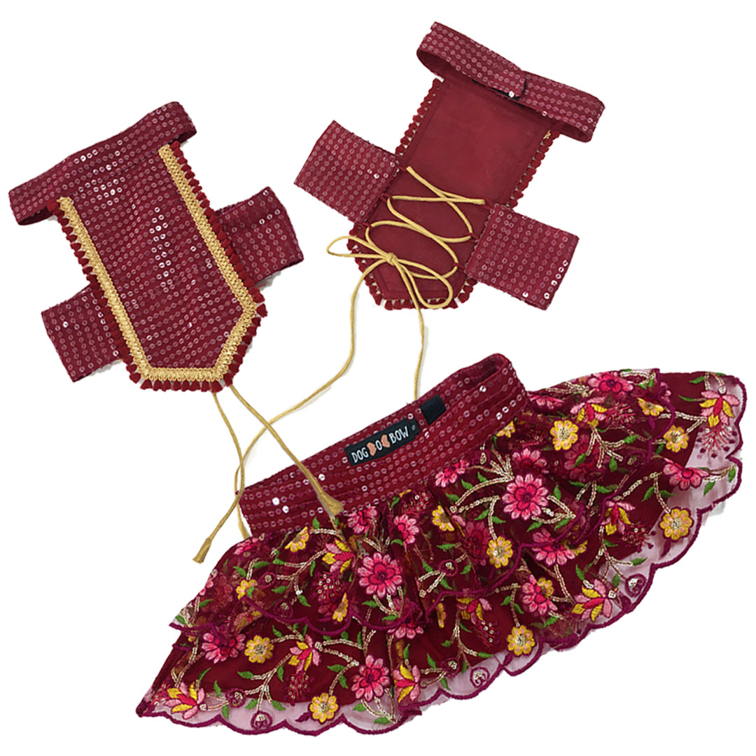 Wine Sequence Lehenga Choli