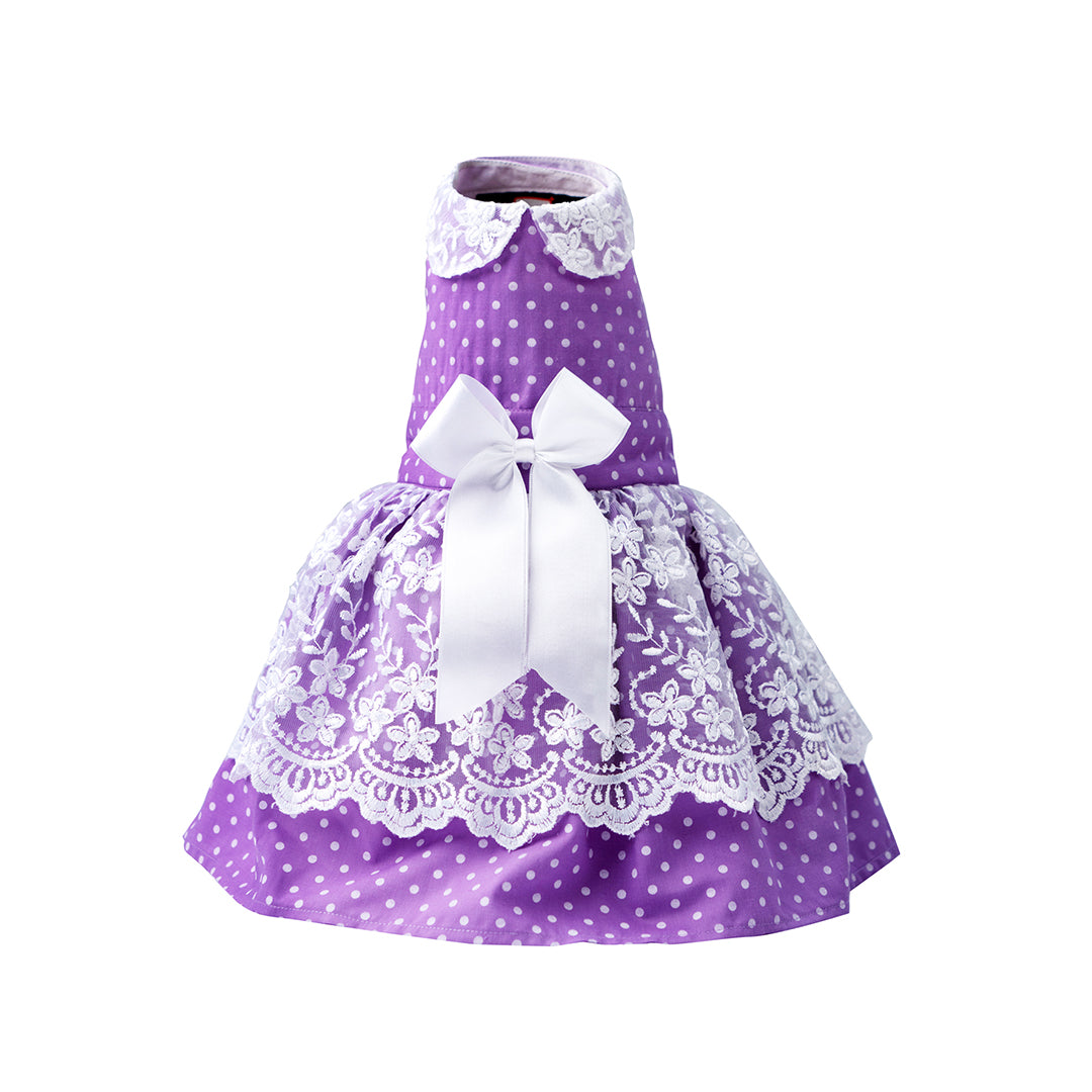 Lavender Polkadot Lace Frock