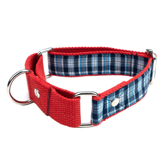 Blue Check Martingale Collar