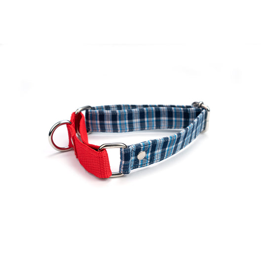 Blue Check Martingale Collar