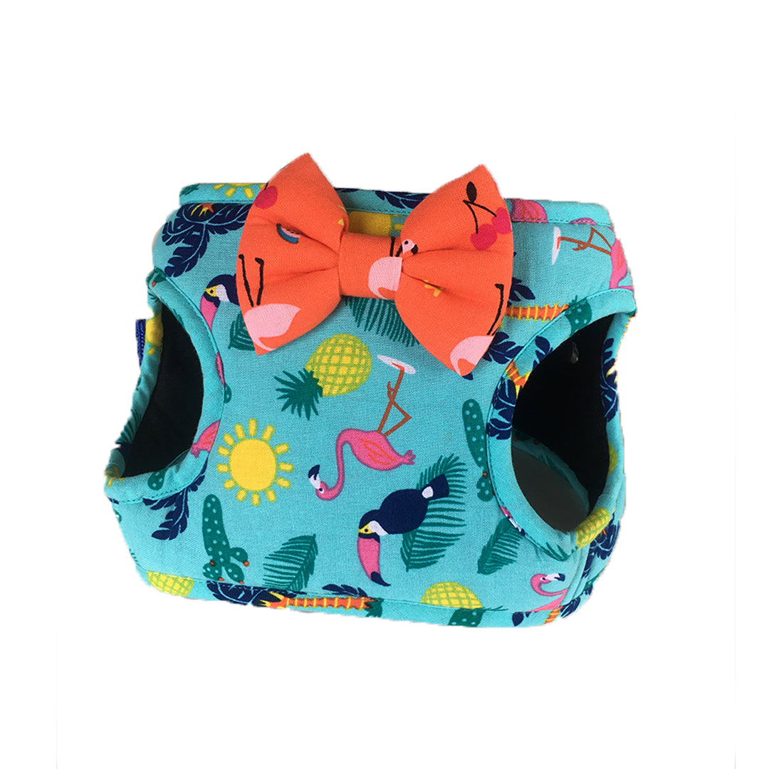 Hawaii Print Body Suit Harness & Ruffle Leash Set