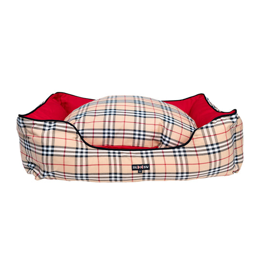 Red  Burberry Rectangle Bed