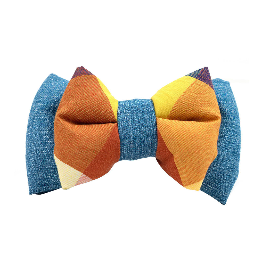 Multi Check Denim Neck Bow