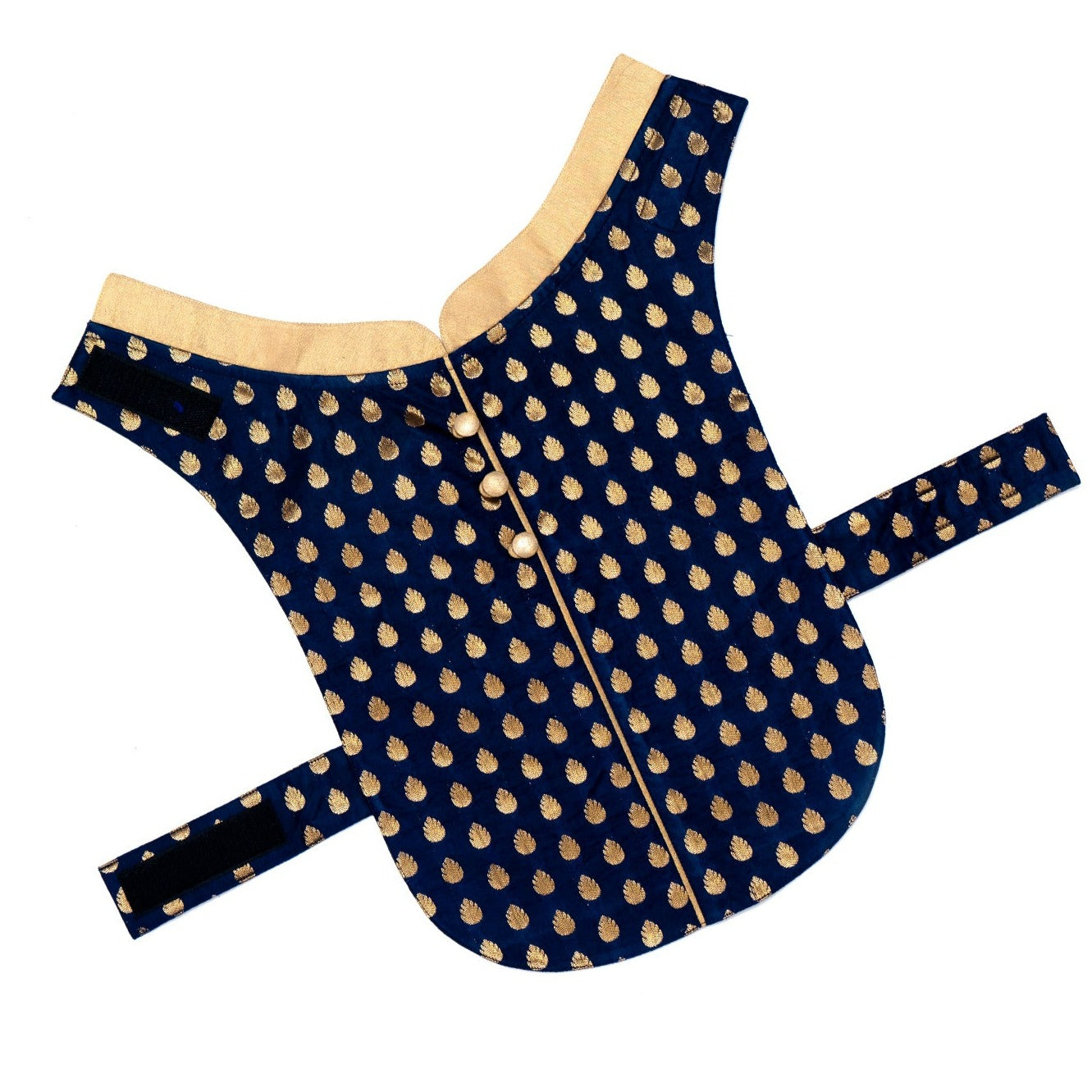 Navy Blue Brocade Sherwani Wrap