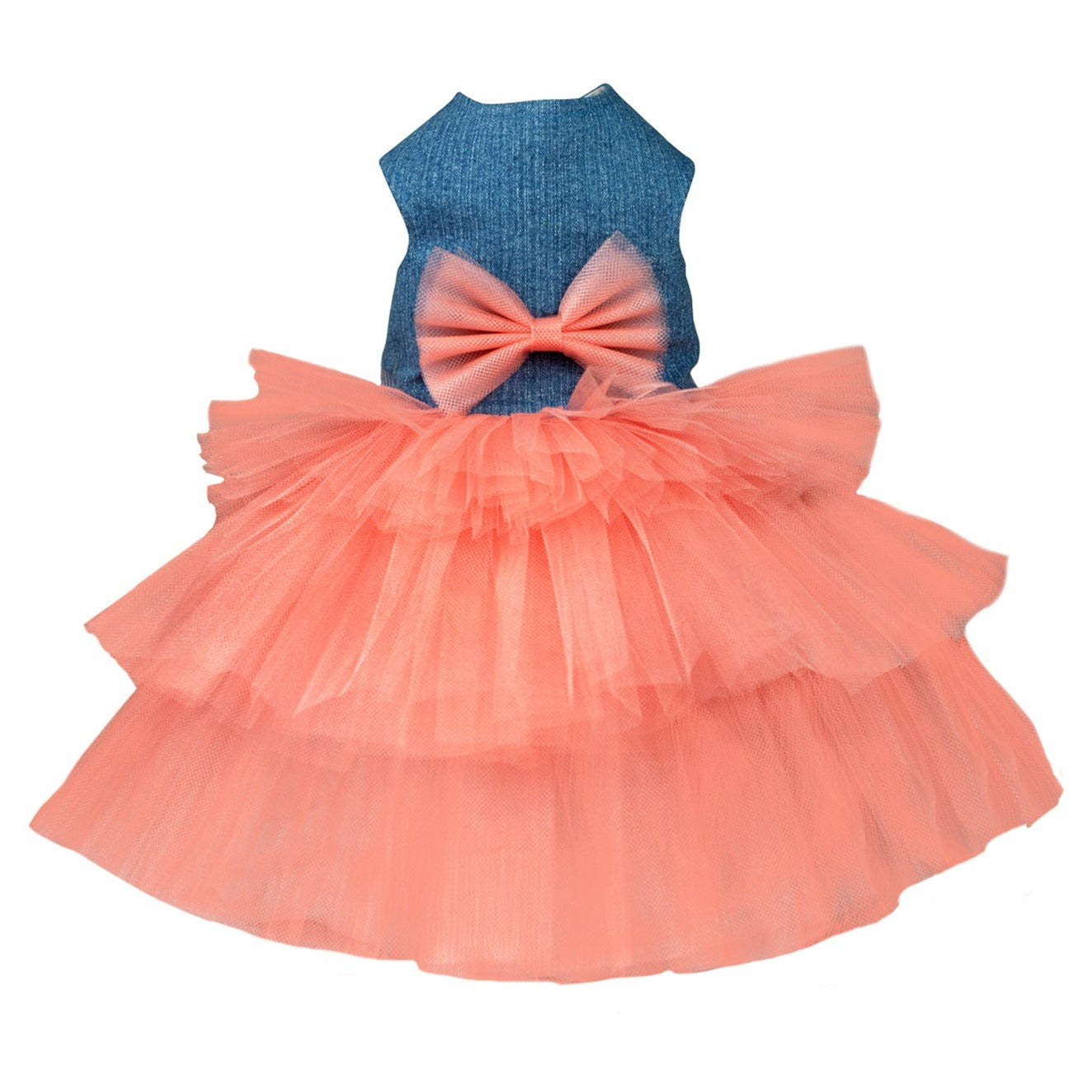 Peach Denim Net Frock