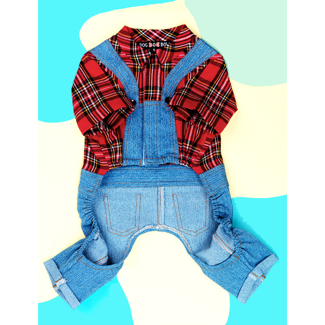 Plaid Check Dungaree