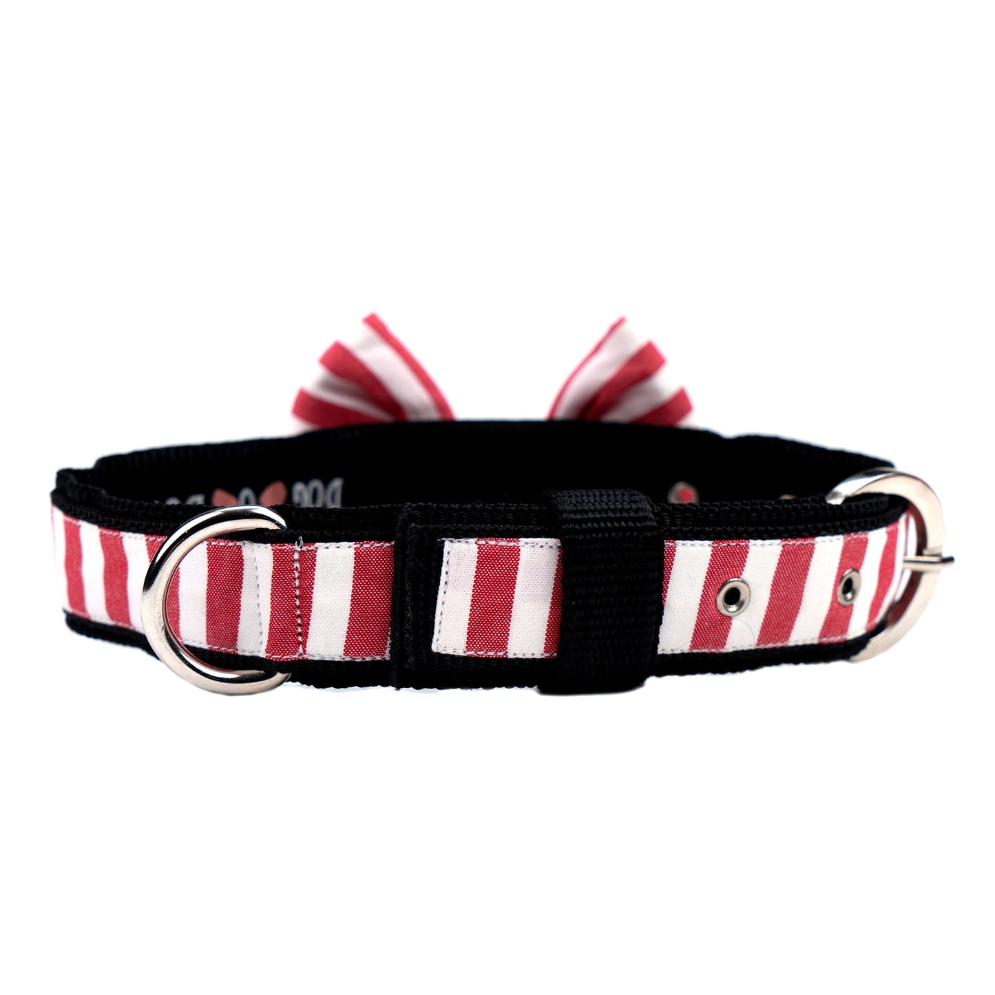 Red Stripe Bow Collar