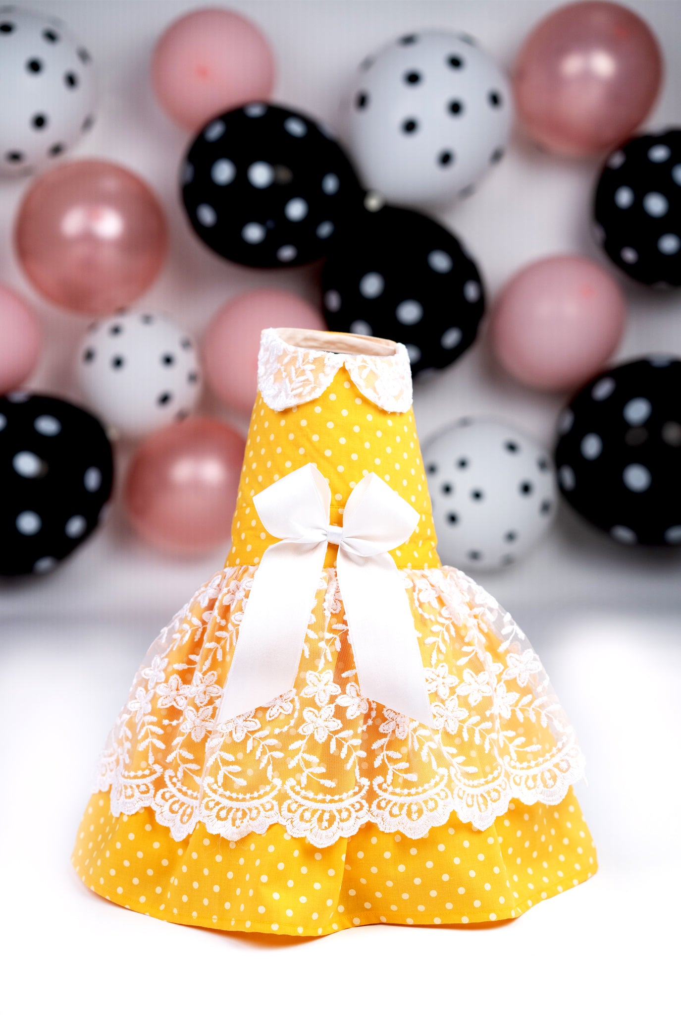 Yellow Polka Dot Lace Frock