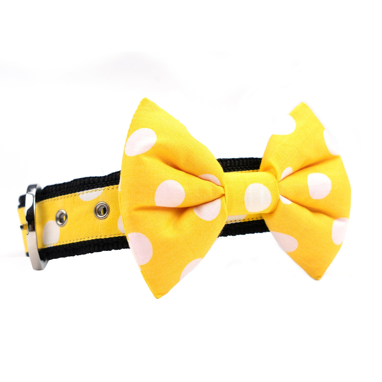 Yellow Polkadot Bow Collar