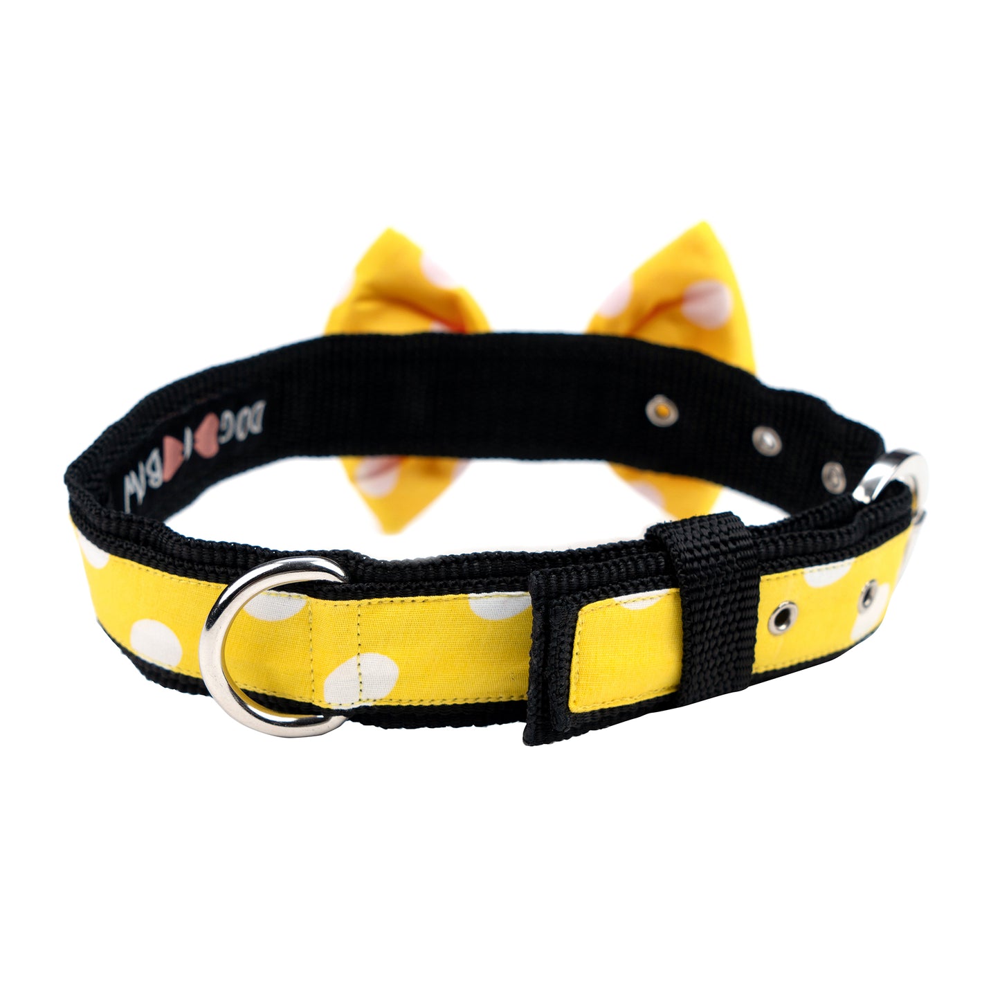 Yellow Polkadot Bow Collar