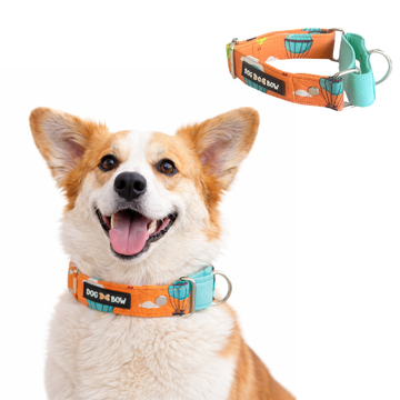 Orange Hot Air Balloon Martingale Collar LARGE