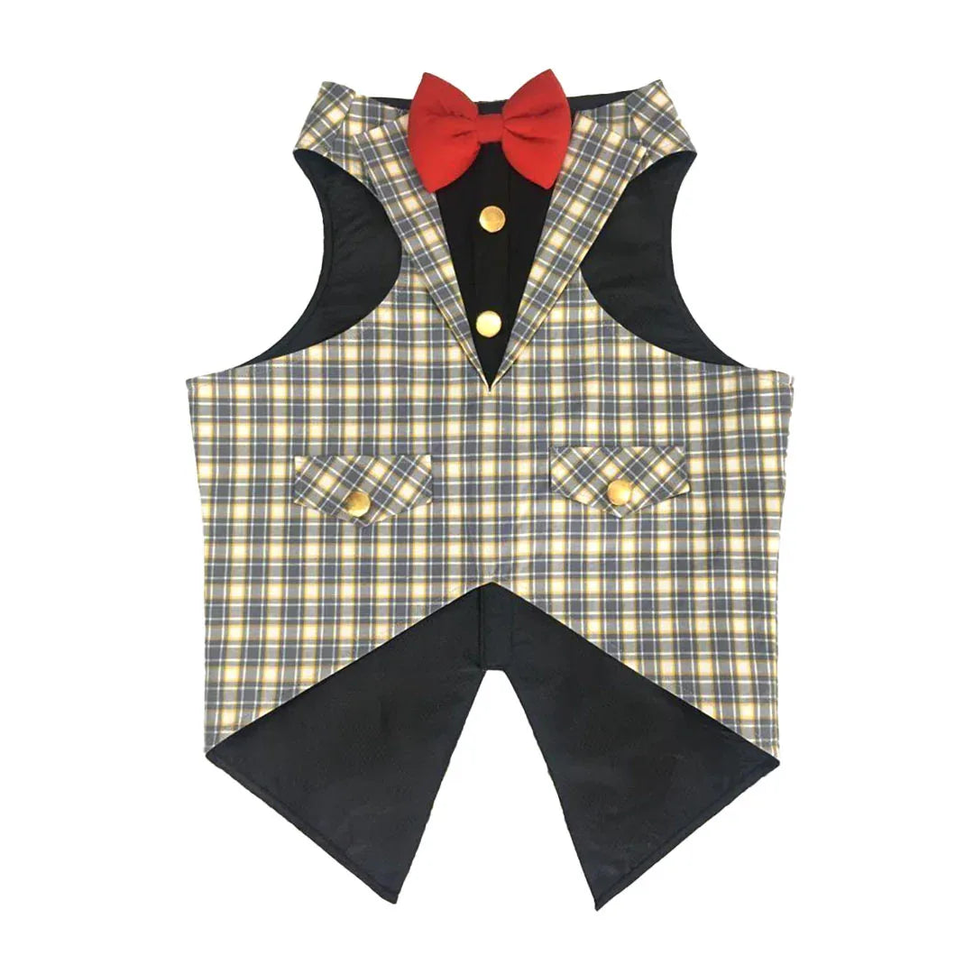Stylish Ash Grey Check Tuxedo for Pets | Dogobow Hyderabad
