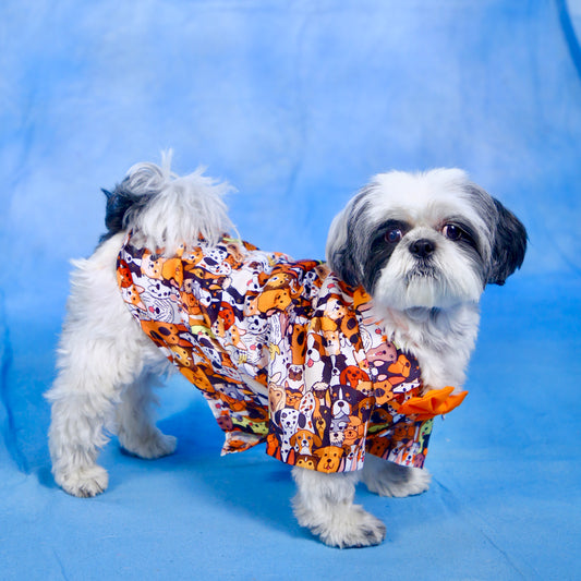 Orange Doggo Print Shirt