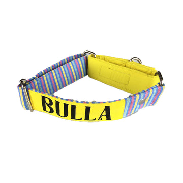 Yellow Multi-stripe Martingale collar Name Customization