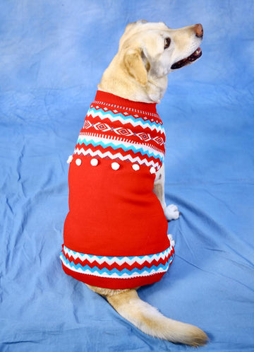 Red Aztec Knit Sweater