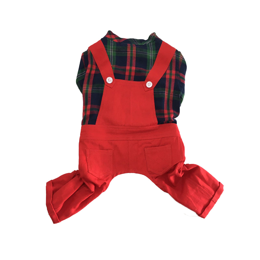 Red-Green Check Dungaree