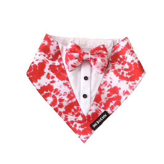 Red Tie & Dye Printed Tuxedo Bandana