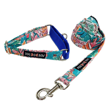 Tropicana Print Martingale Collar Leash Combo (1 inch Width)