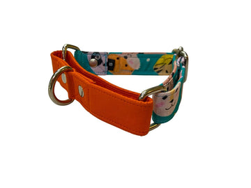 Teal Animal Print Martingale Collar SMALL