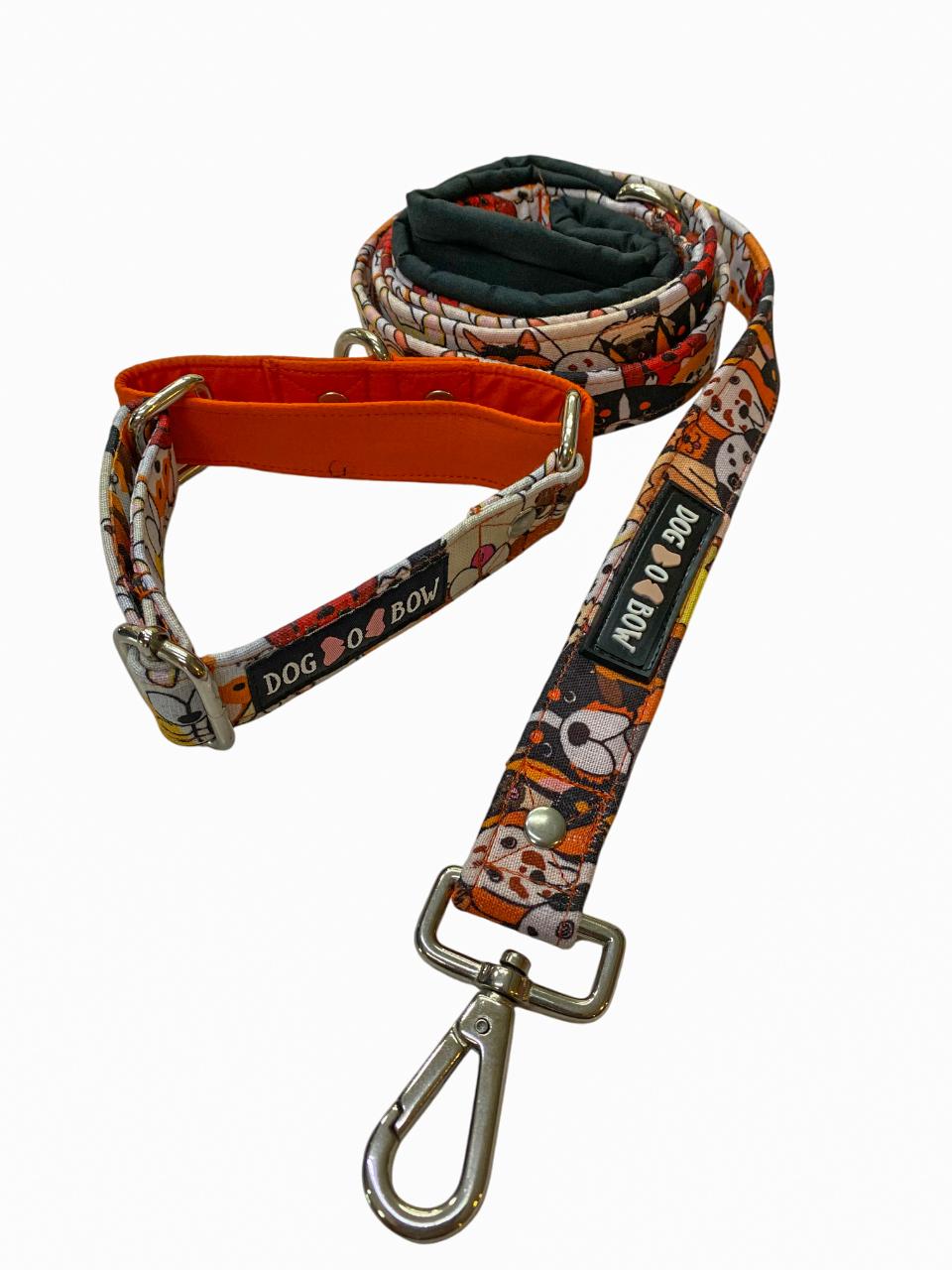 Doggo Print Martingale Leash Combo