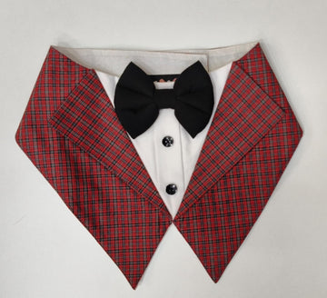 Maroon  Check Tuxedo Vest Bandana