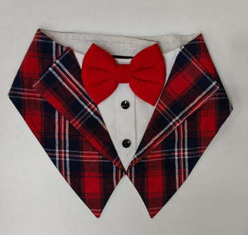 Blue Check Tuxedo Vest Bandana