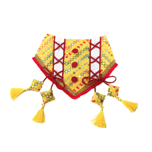 Yellow Embroidery Tie-up Bandana