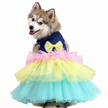 Multi Color Denim Net Frocks