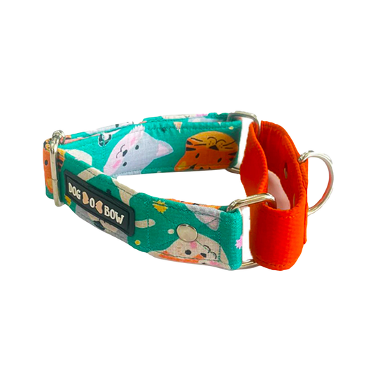 Teal Animal Print Martingale Collar LARGE