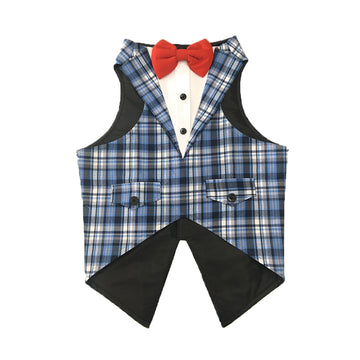 Blue Plaid Check Tuxedo