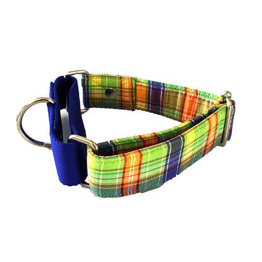 Green-Blue Check Martingale Collar LARGE