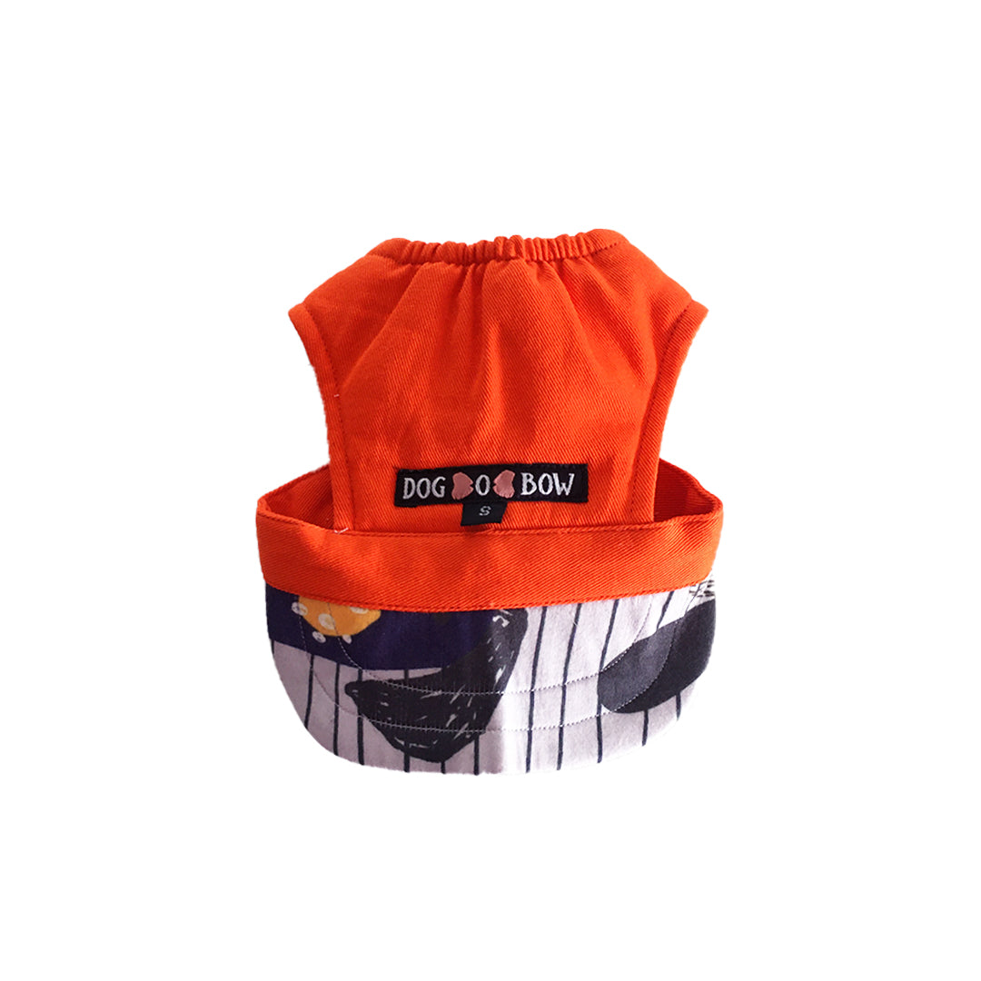 Orange Printed Neck Tie & Baseball Cap Combo
