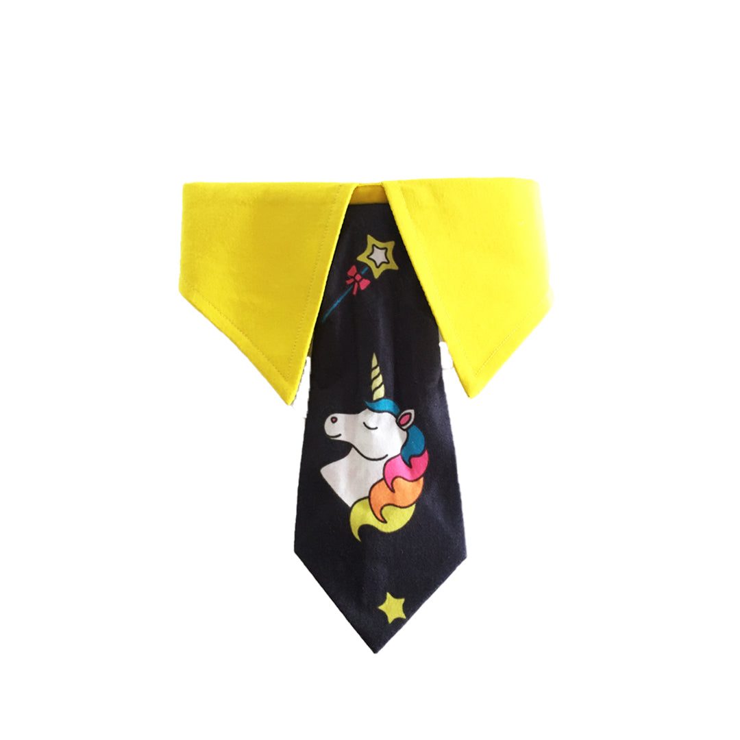 Yellow Unicorn Neck Tie & Baseball Cap Combo